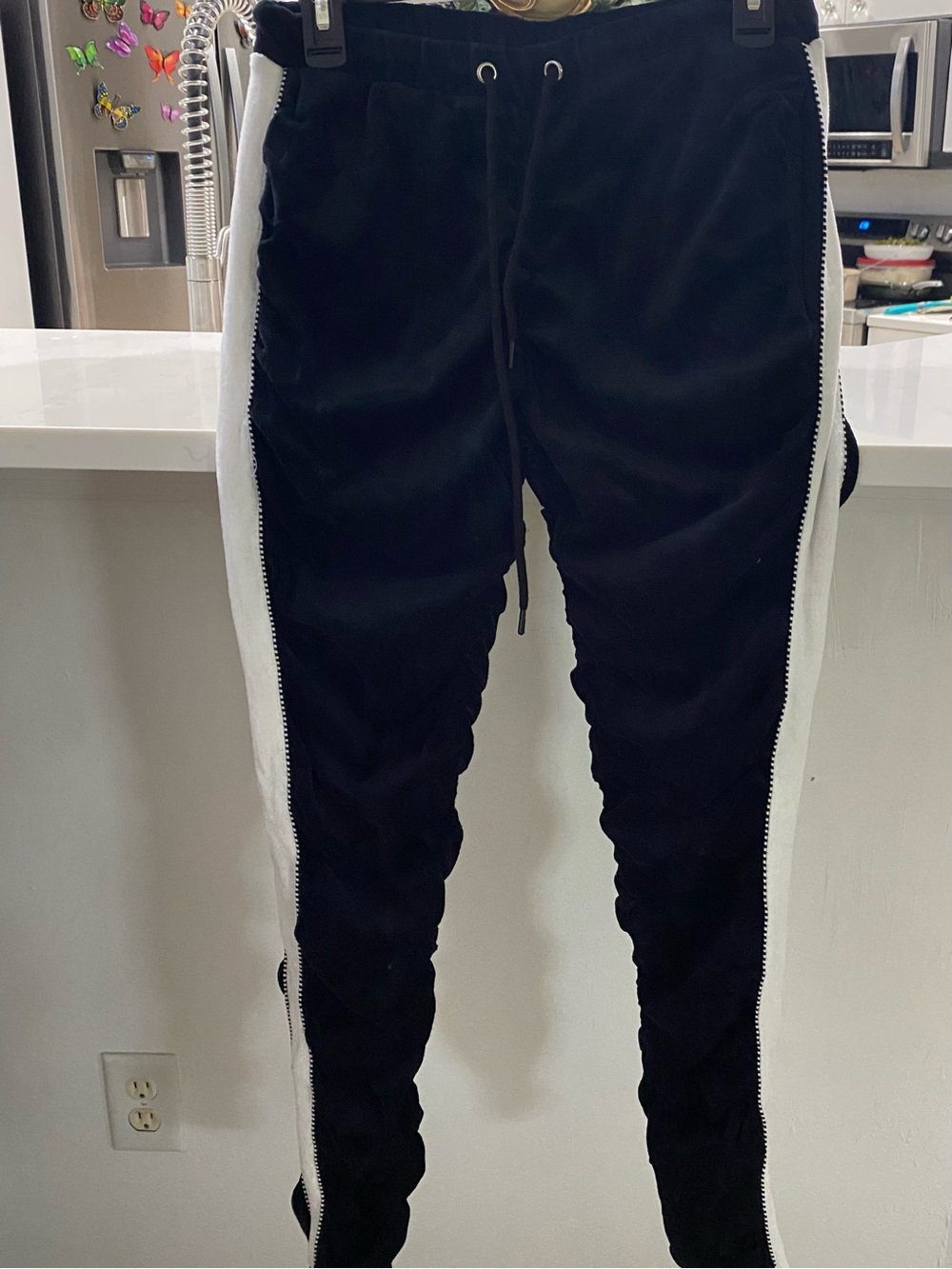 POSTER GIRL Black and White Drawstring Track Pants